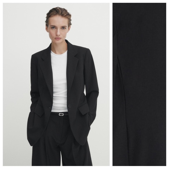 NWT. Massimo Dutti Navy Blue Cool Wool Blend Suit Blazer. Size 6.